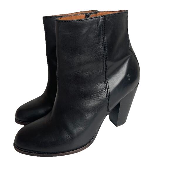 FRYE Jenny Leather Western Ankle Boots Block Heel Booties Size 7.5 B - Picture 1 of 12